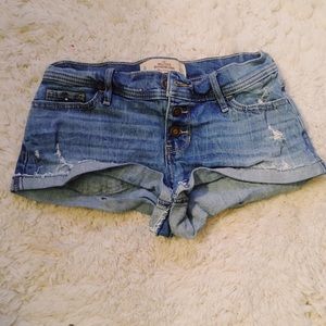 Hollister distressed denim shorts, short shorts.
